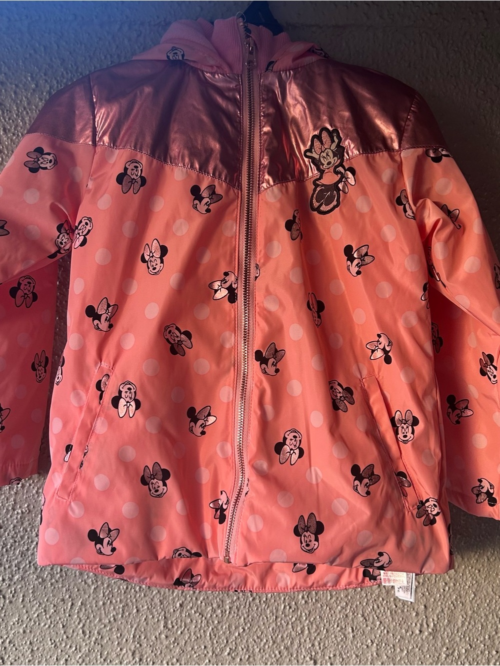 Disney Pink Minnie Mouse ears Hooded puffer Jacket 5-6 size girls NWOT